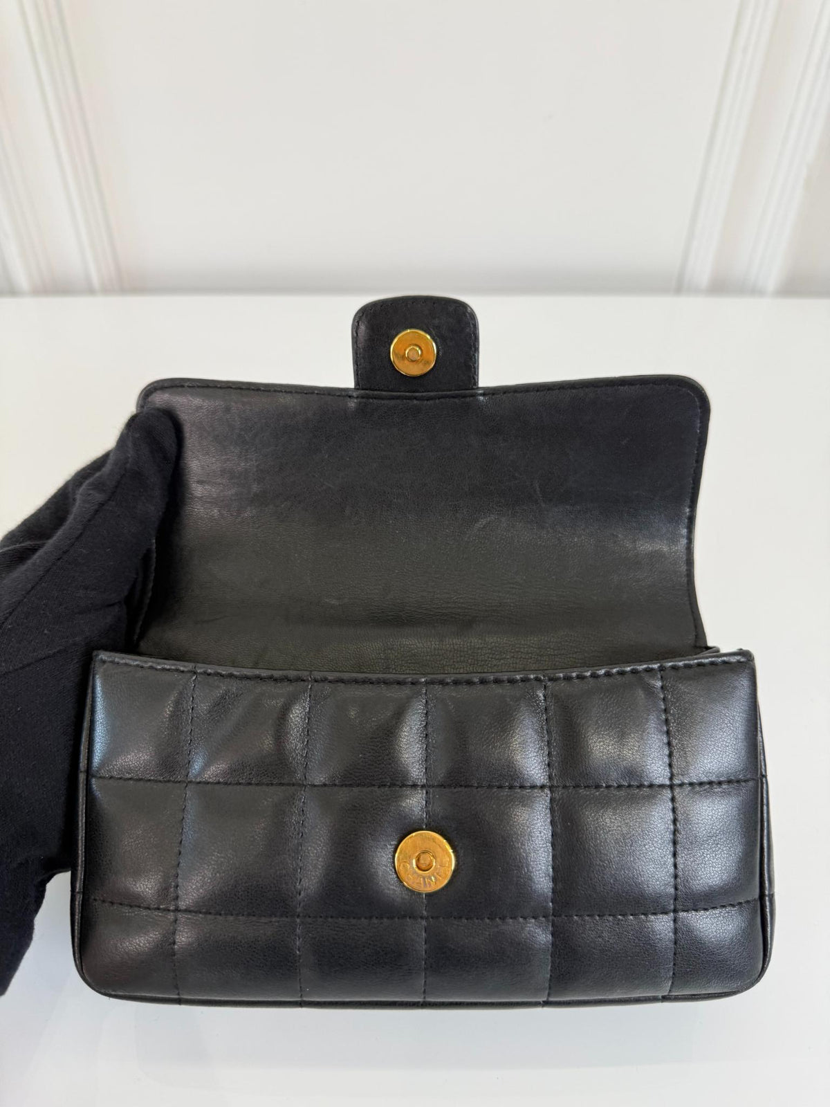 Chanel Black Lambskin Chocolate Bar Mini Flap Bag