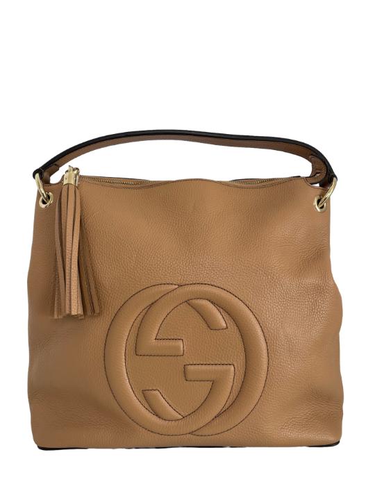 Gucci Soho Convertible Hobo Leather Large Beige