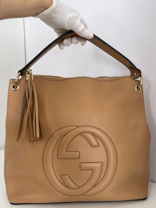 Gucci Soho Convertible Hobo Leather Large Beige