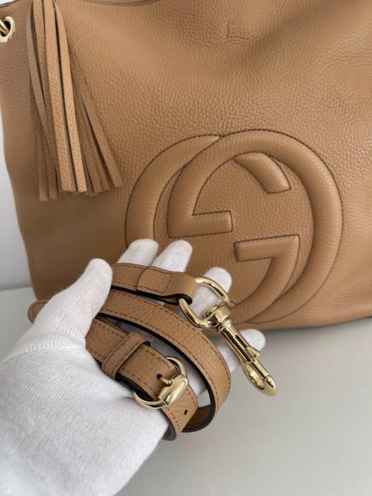 Gucci Soho Convertible Hobo Leather Large Beige