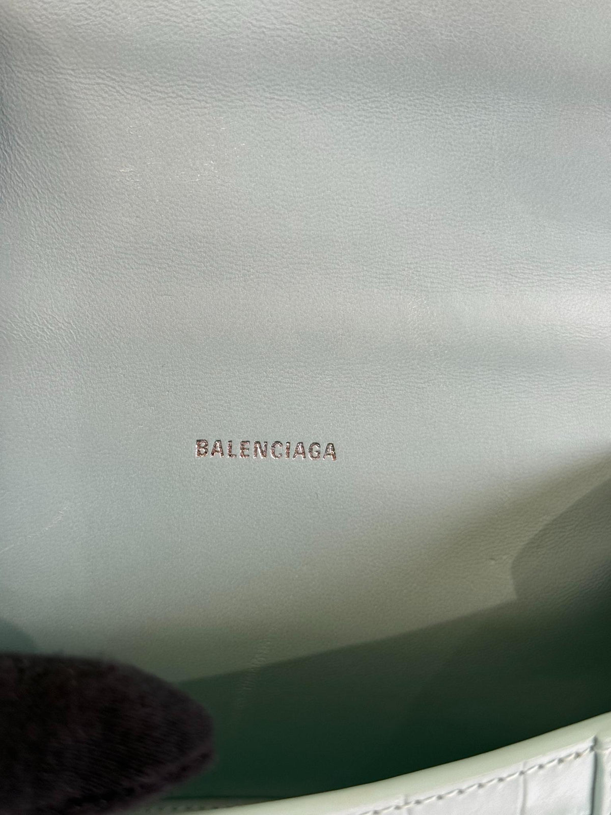 Balenciaga Green Aqua Croc Embossed Leather XS Hourglass Top Handle Bag