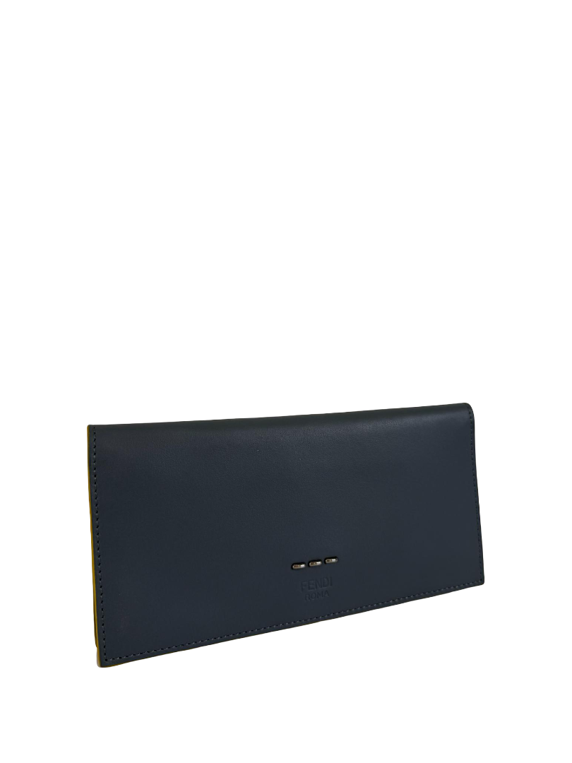 Fendi Grey Leather Continental Bifold Bill Wallet