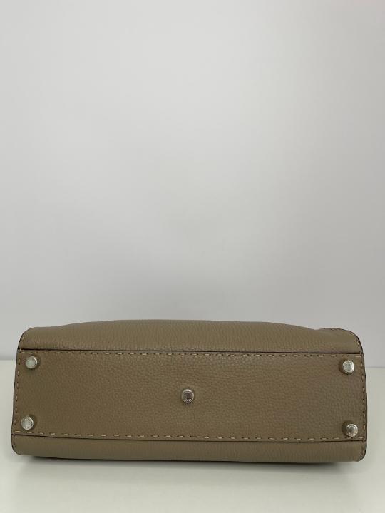 Fendi Peekaboo Regular Selleria 2Way Taupe Leather Handbag