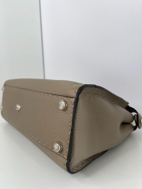 Fendi Peekaboo Regular Selleria 2Way Taupe Leather Handbag