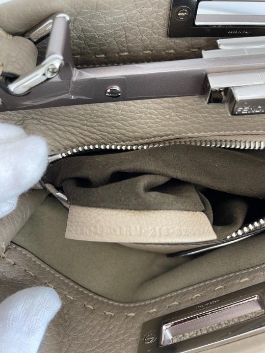 Fendi Peekaboo Regular Selleria 2Way Taupe Leather Handbag
