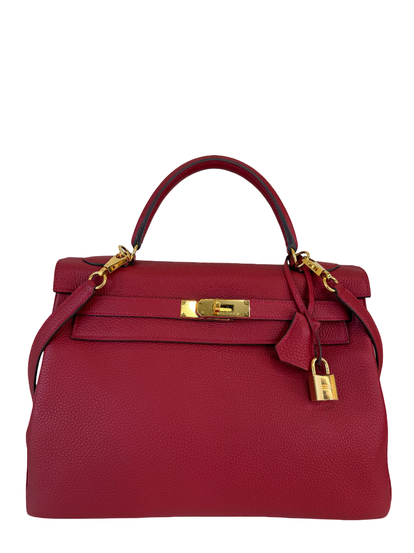 Hermès Kelly 32 Rouge Grenat Togo Leather GHW