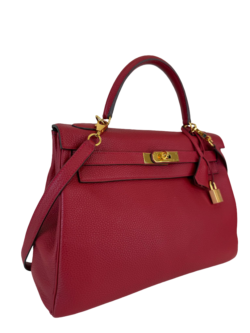 Hermès Kelly 32 Rouge Grenat Togo Leather GHW