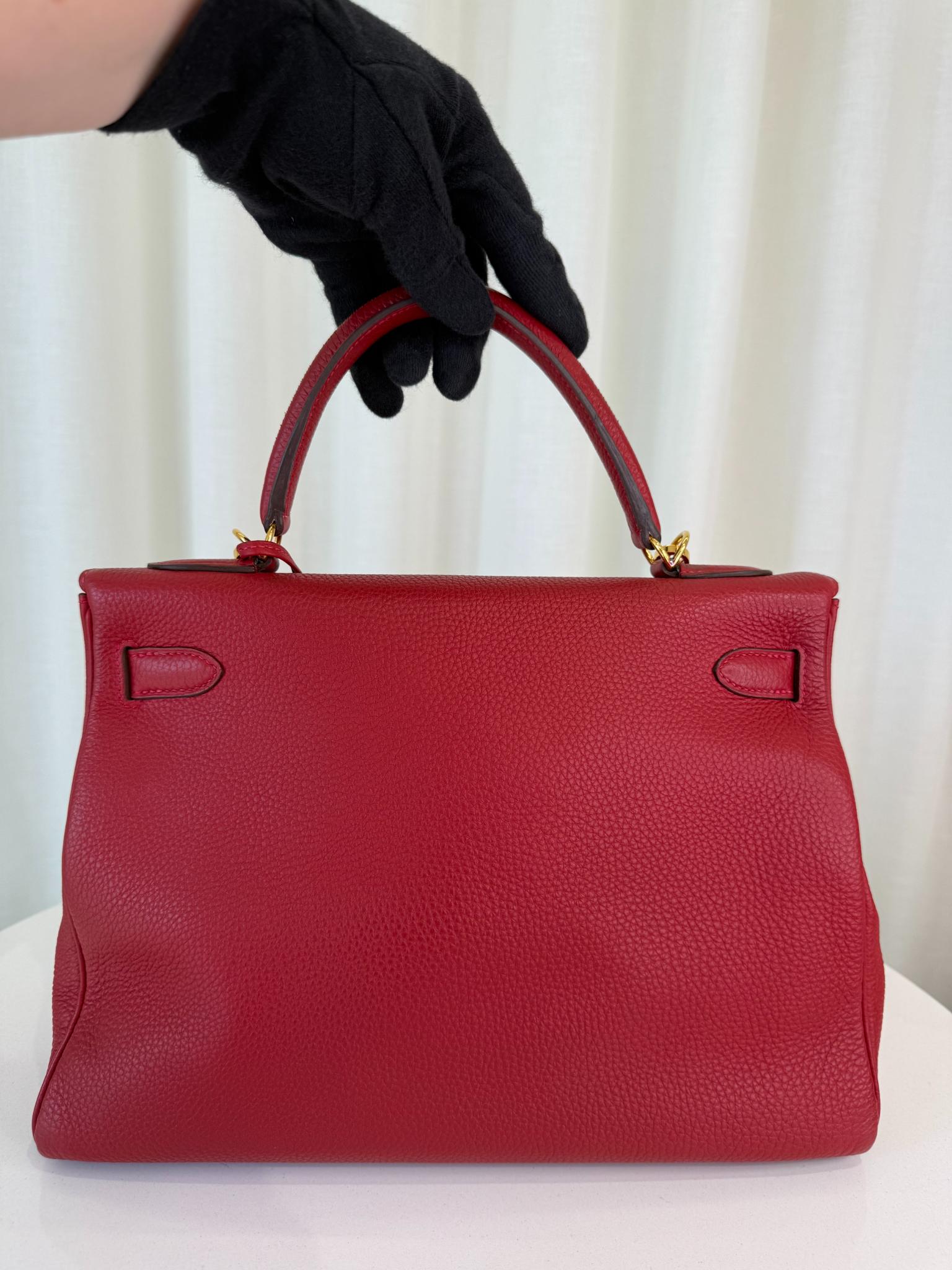 Hermès Kelly 32 Rouge Grenat Togo Leather GHW