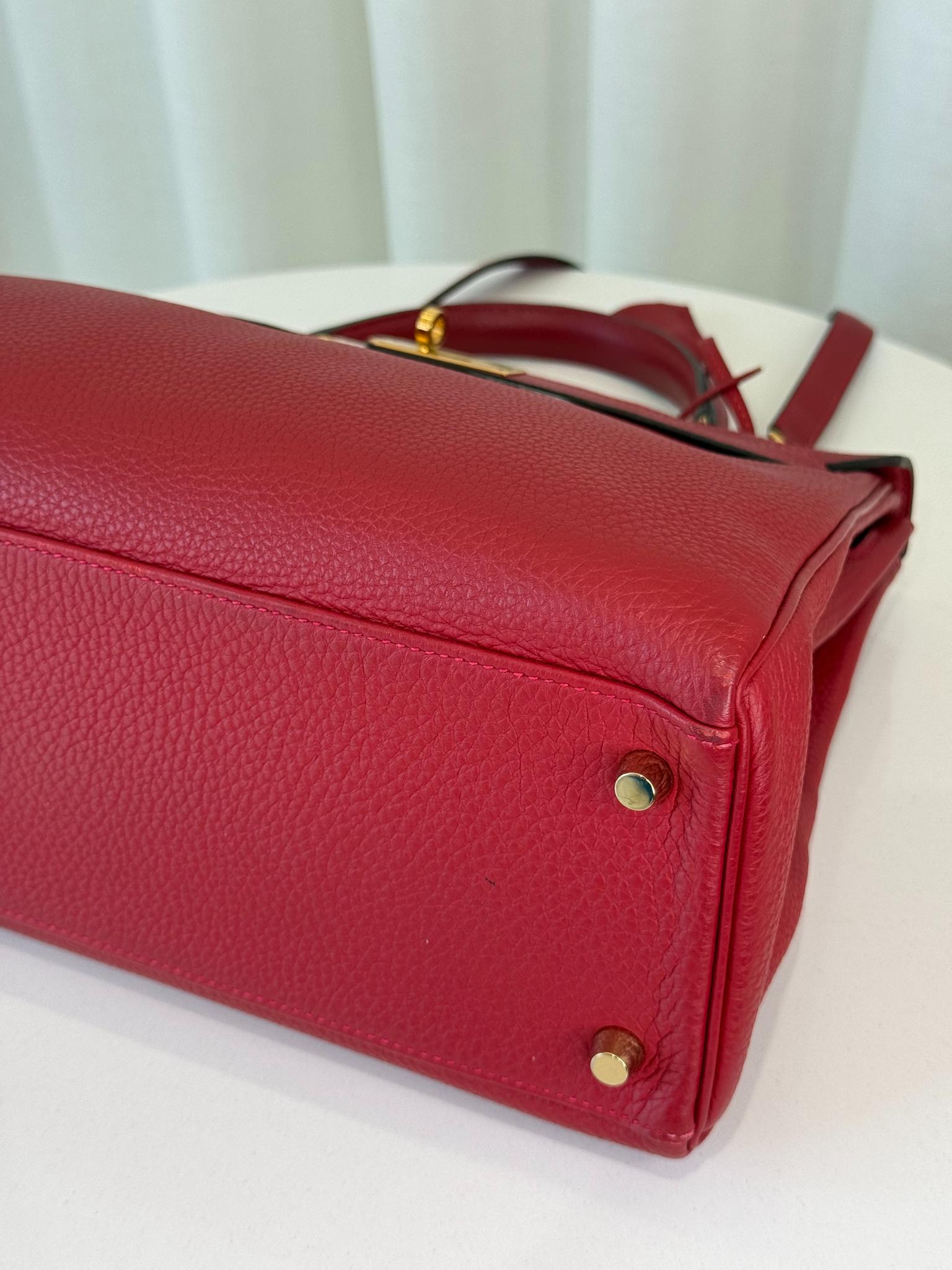 Hermès Kelly 32 Rouge Grenat Togo Leather GHW