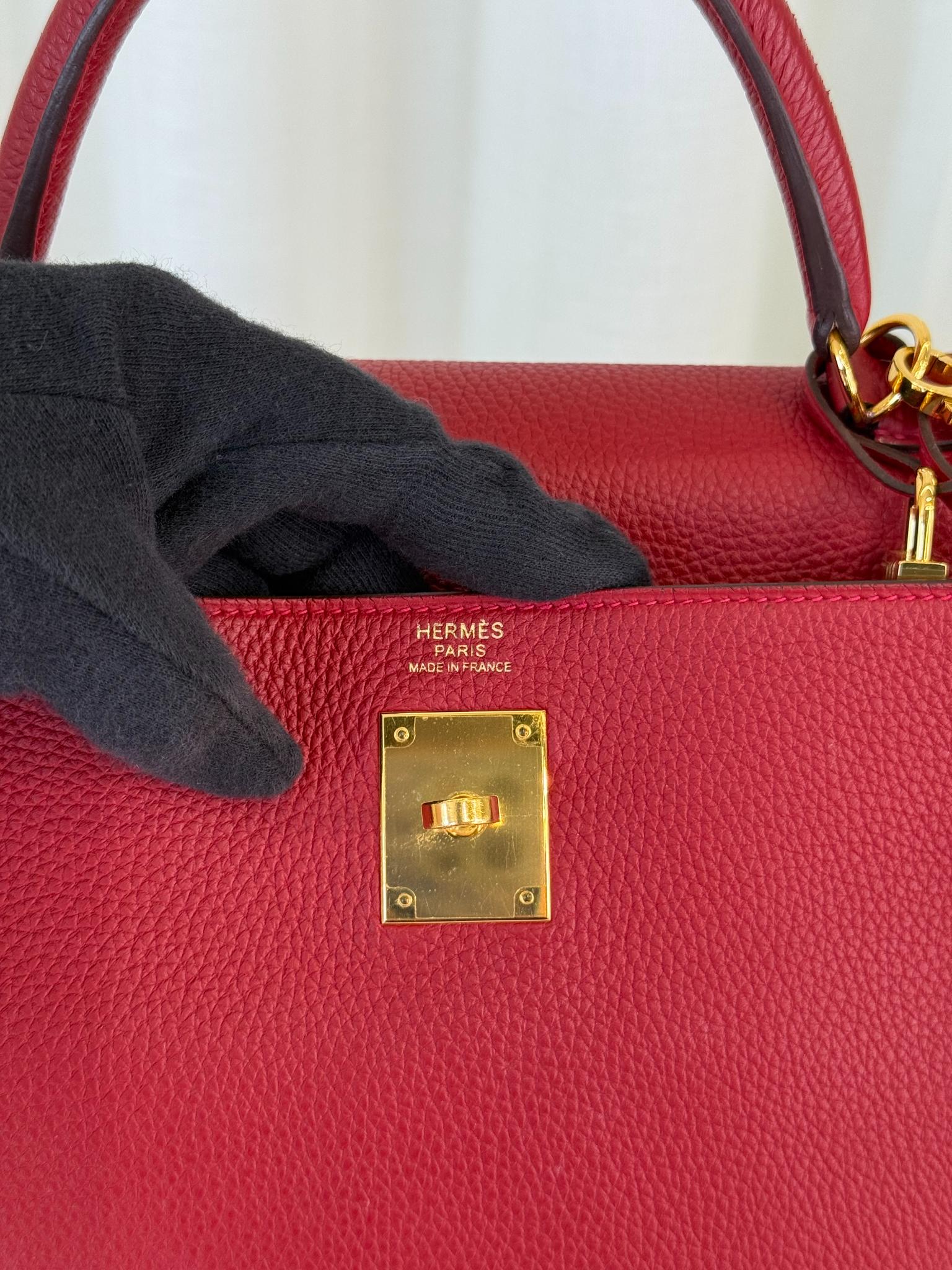Hermès Kelly 32 Rouge Grenat Togo Leather GHW