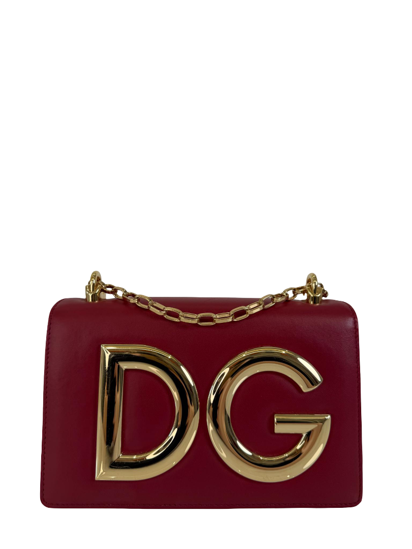 Dolce Gabbana DG Girls Red Calfskin Leather Shoulder Bag