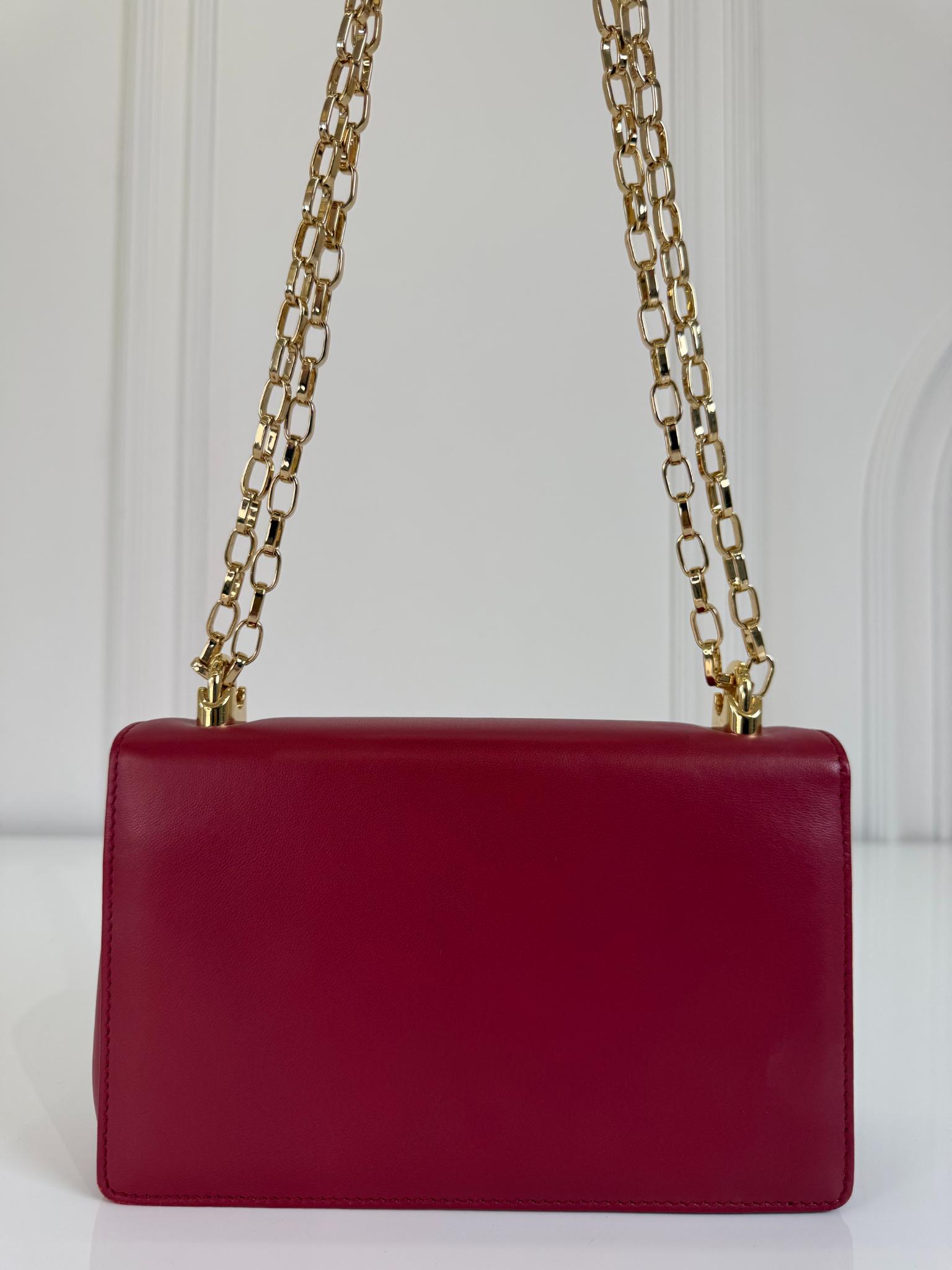 Dolce Gabbana DG Girls Red Calfskin Leather Shoulder Bag