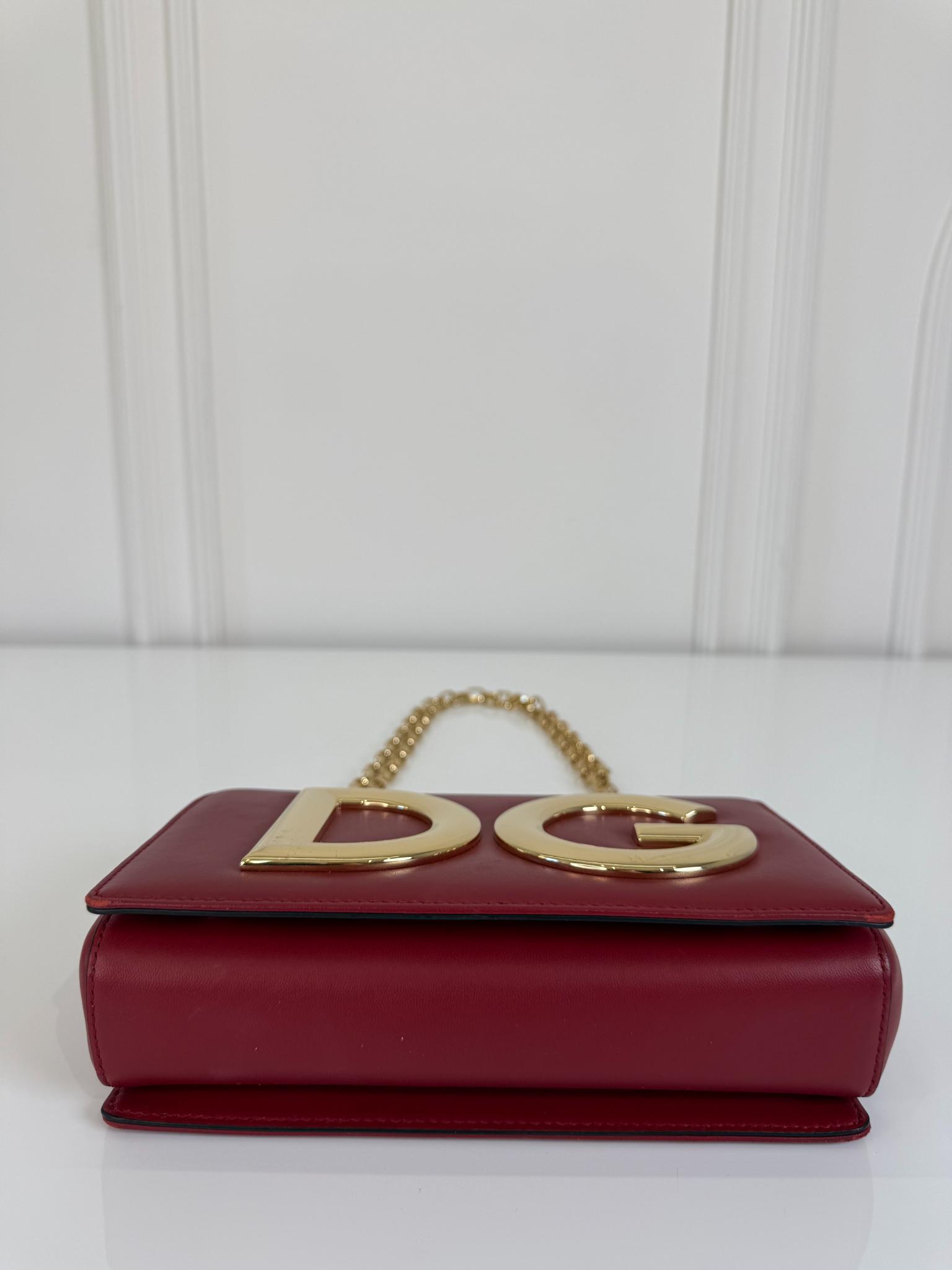 Dolce Gabbana DG Girls Red Calfskin Leather Shoulder Bag