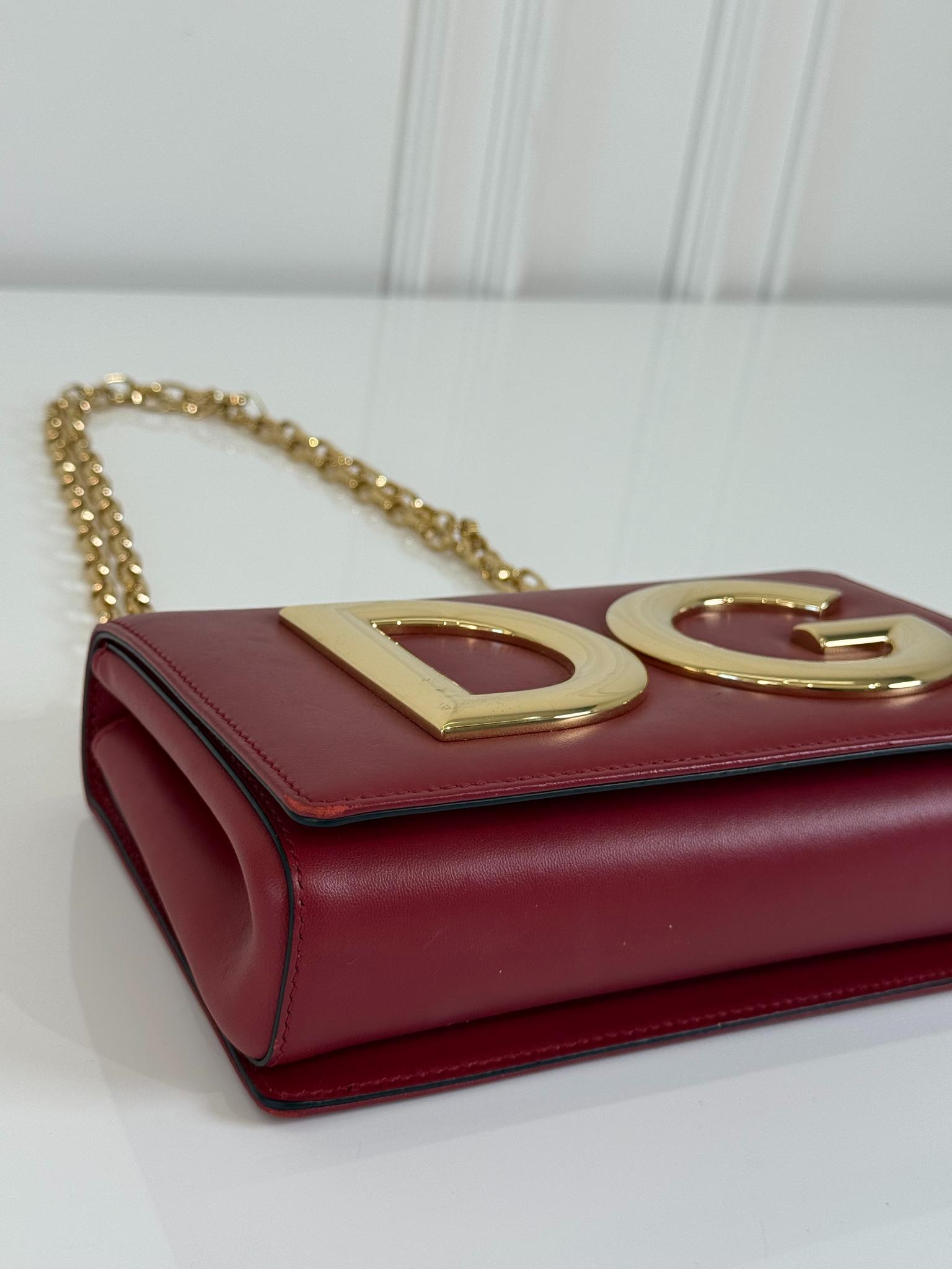 Dolce Gabbana DG Girls Red Calfskin Leather Shoulder Bag