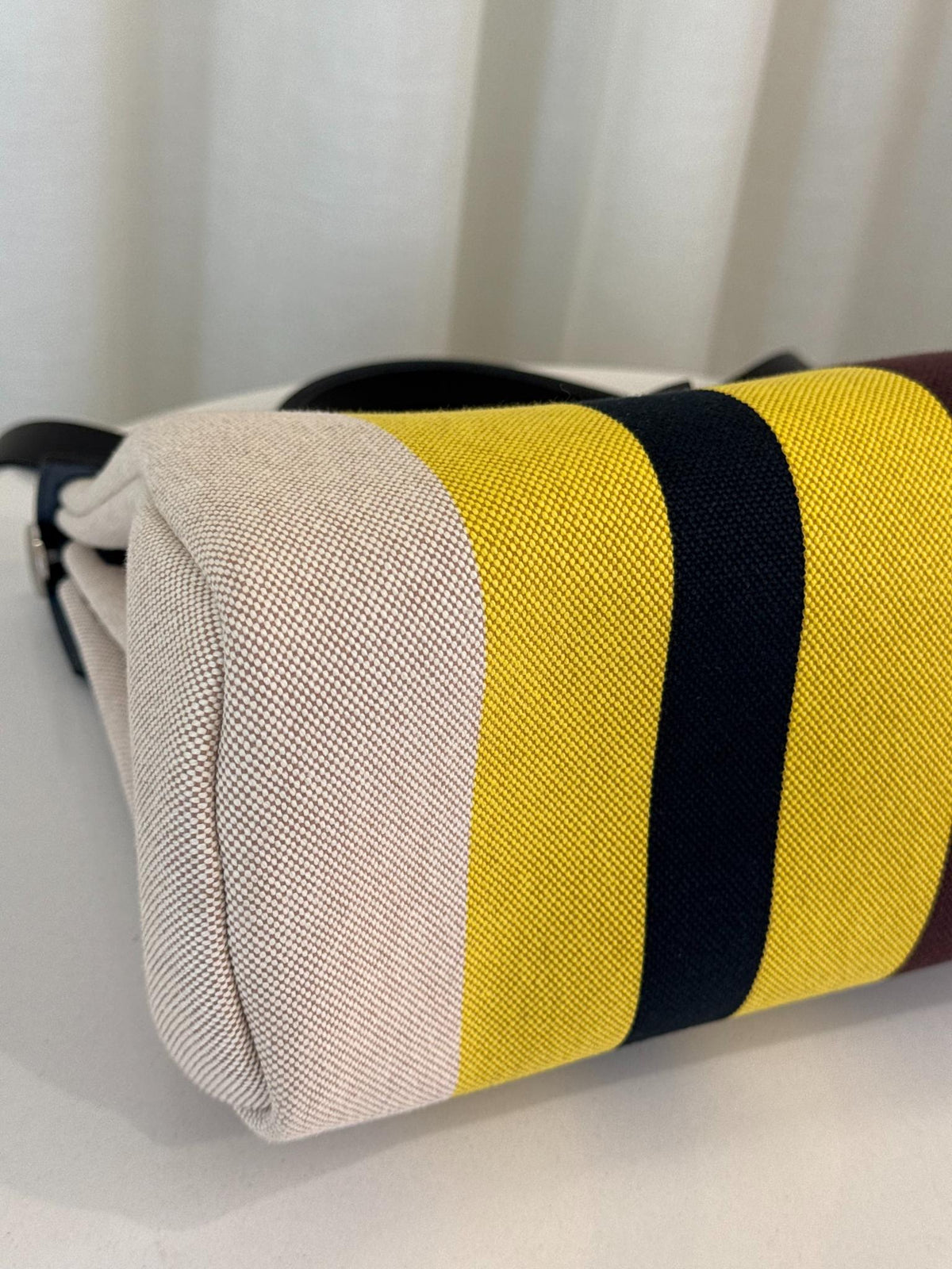 Hermès Herbag Zip 31 Rayures d'Équipage H Plume Canvas Hunter Cowhide PHW