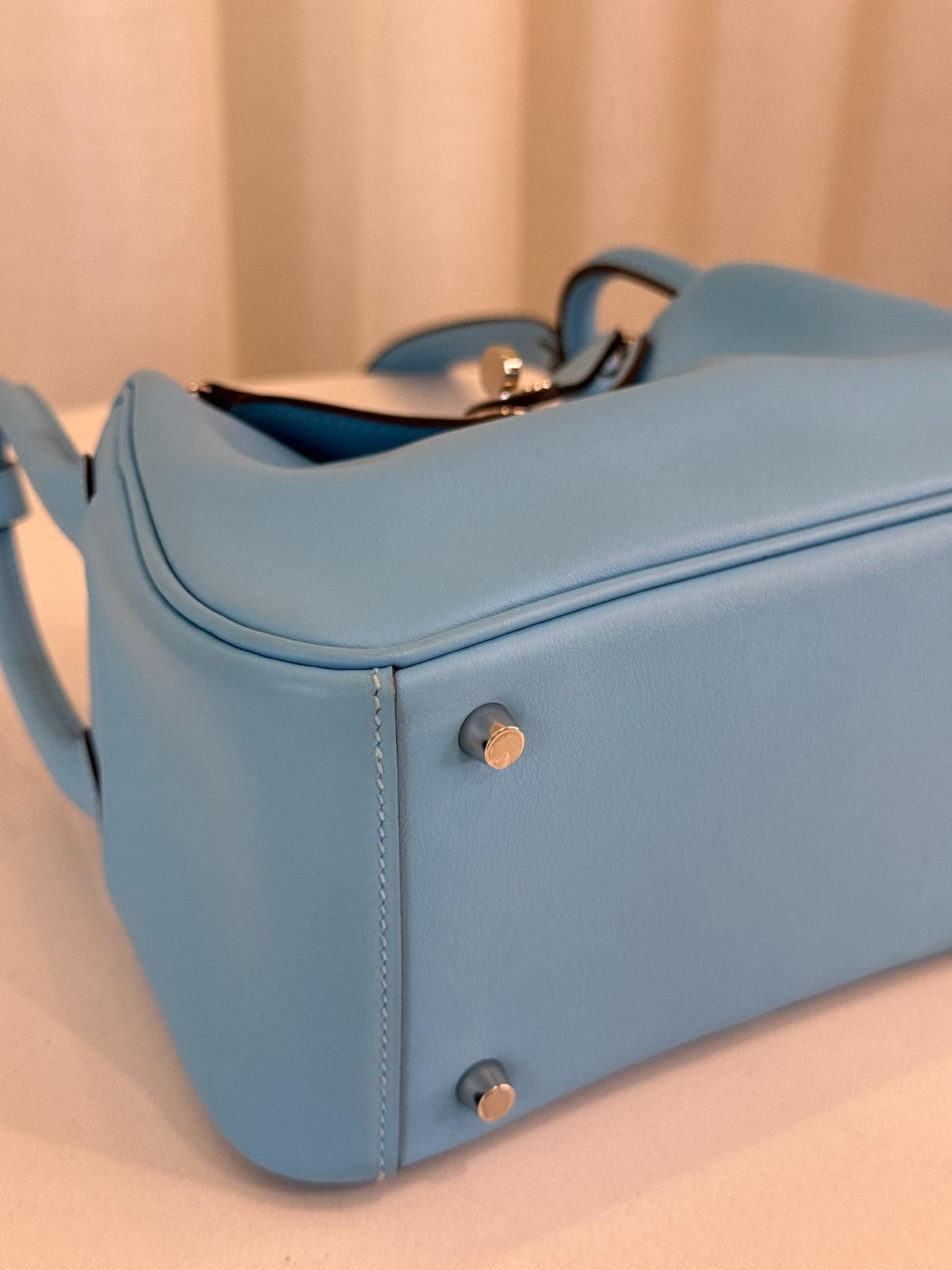 Hermès Mini Lindy Bleu Celeste Swift PHW