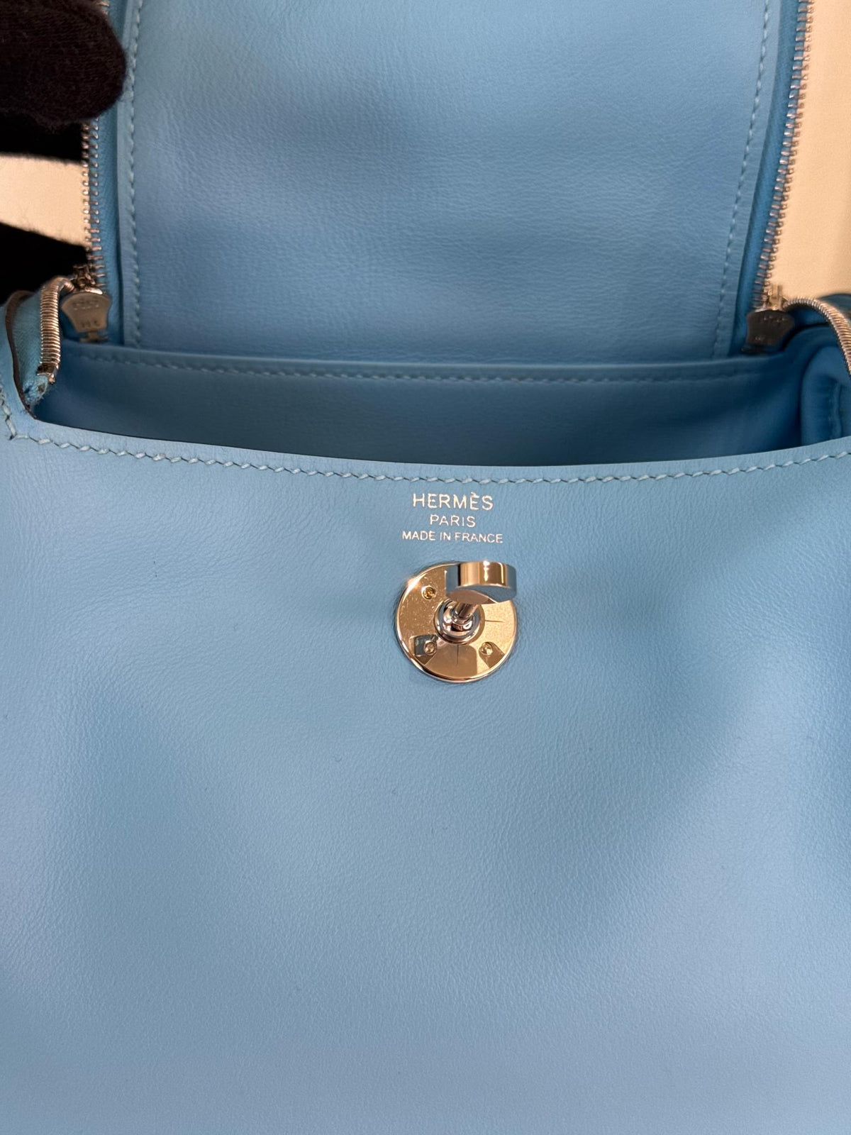 Hermès Mini Lindy Bleu Celeste Swift PHW
