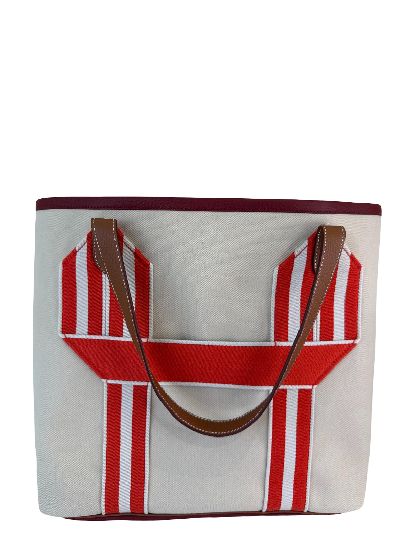 Hermès Pursangle Large Canvas and Taurillon Clemence Leather Tote