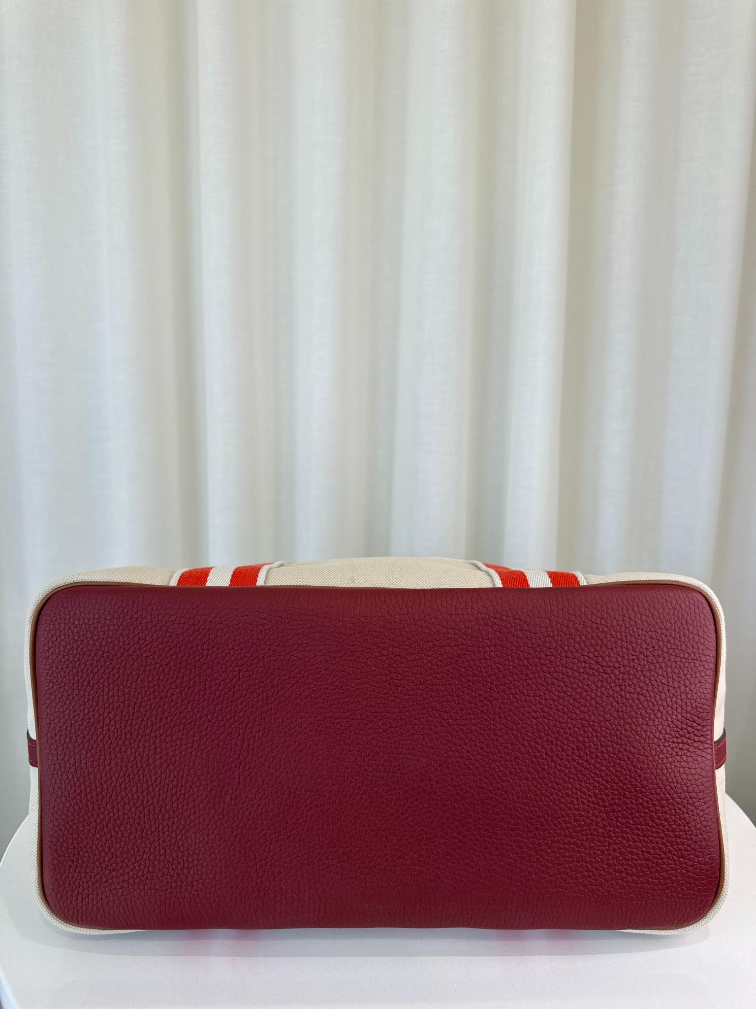 Hermès Pursangle Large Canvas and Taurillon Clemence Leather Tote