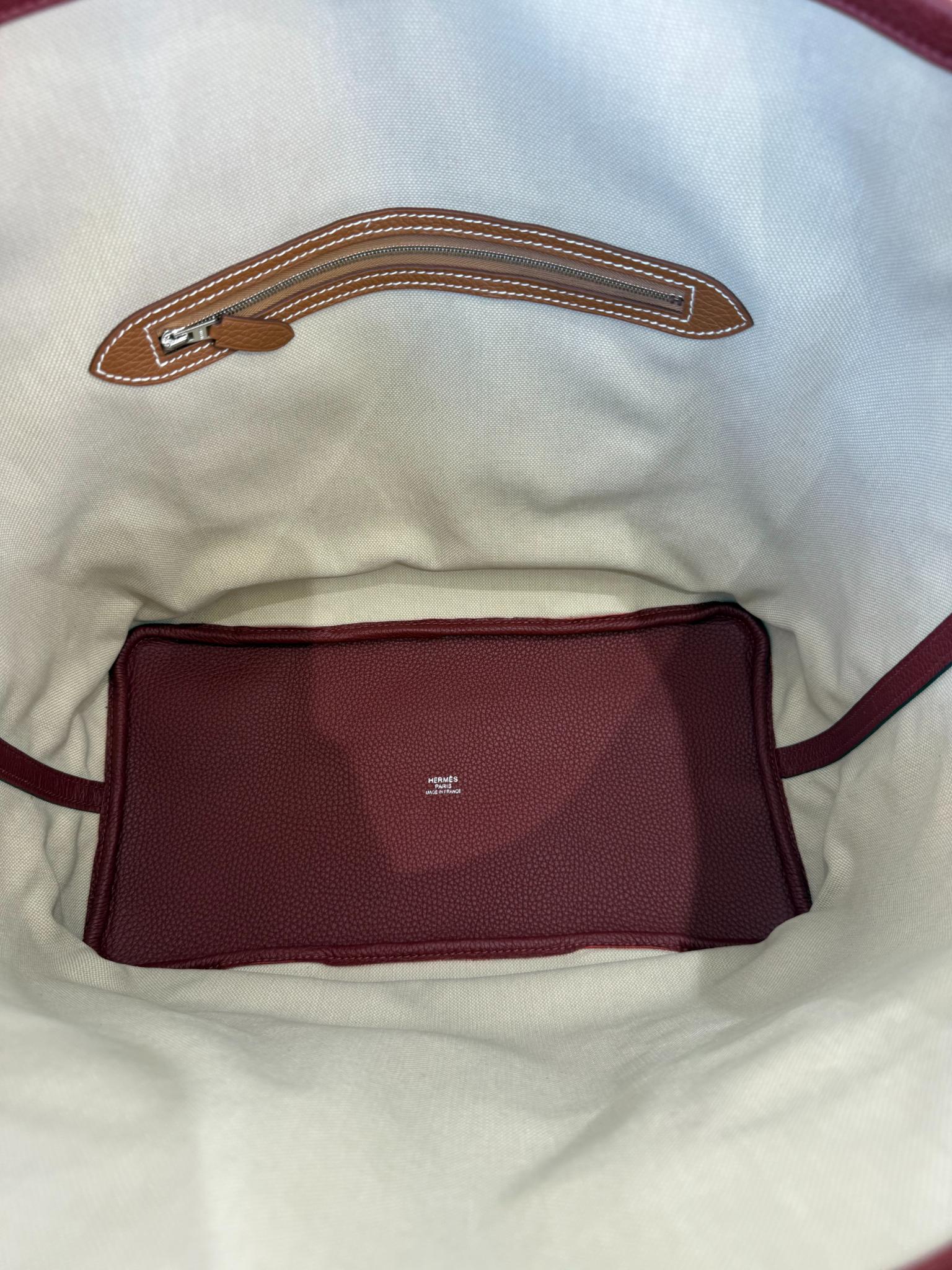 Hermès Pursangle Large Canvas and Taurillon Clemence Leather Tote