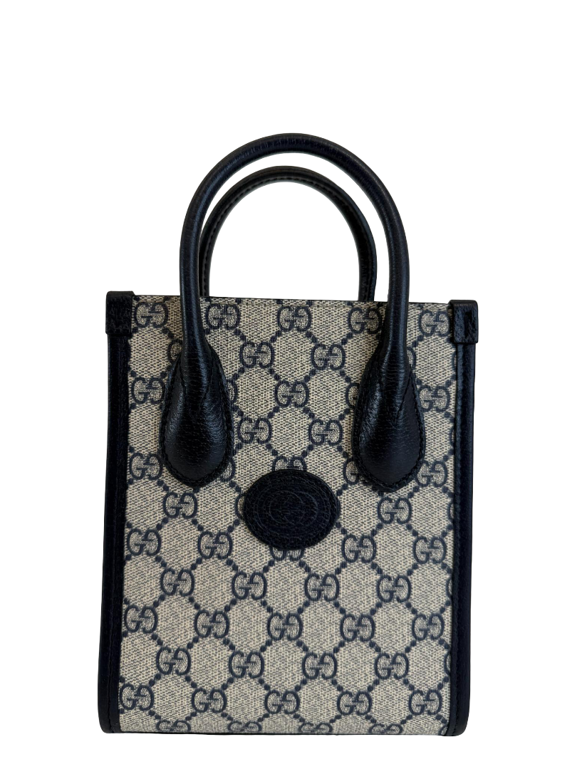 Gucci Black/Grey Interlocking G Mini Tote Bag
