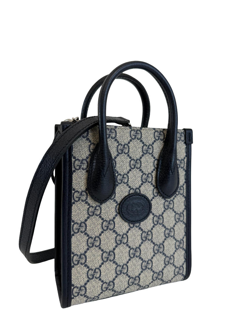 Gucci Black/Grey Interlocking G Mini Tote Bag