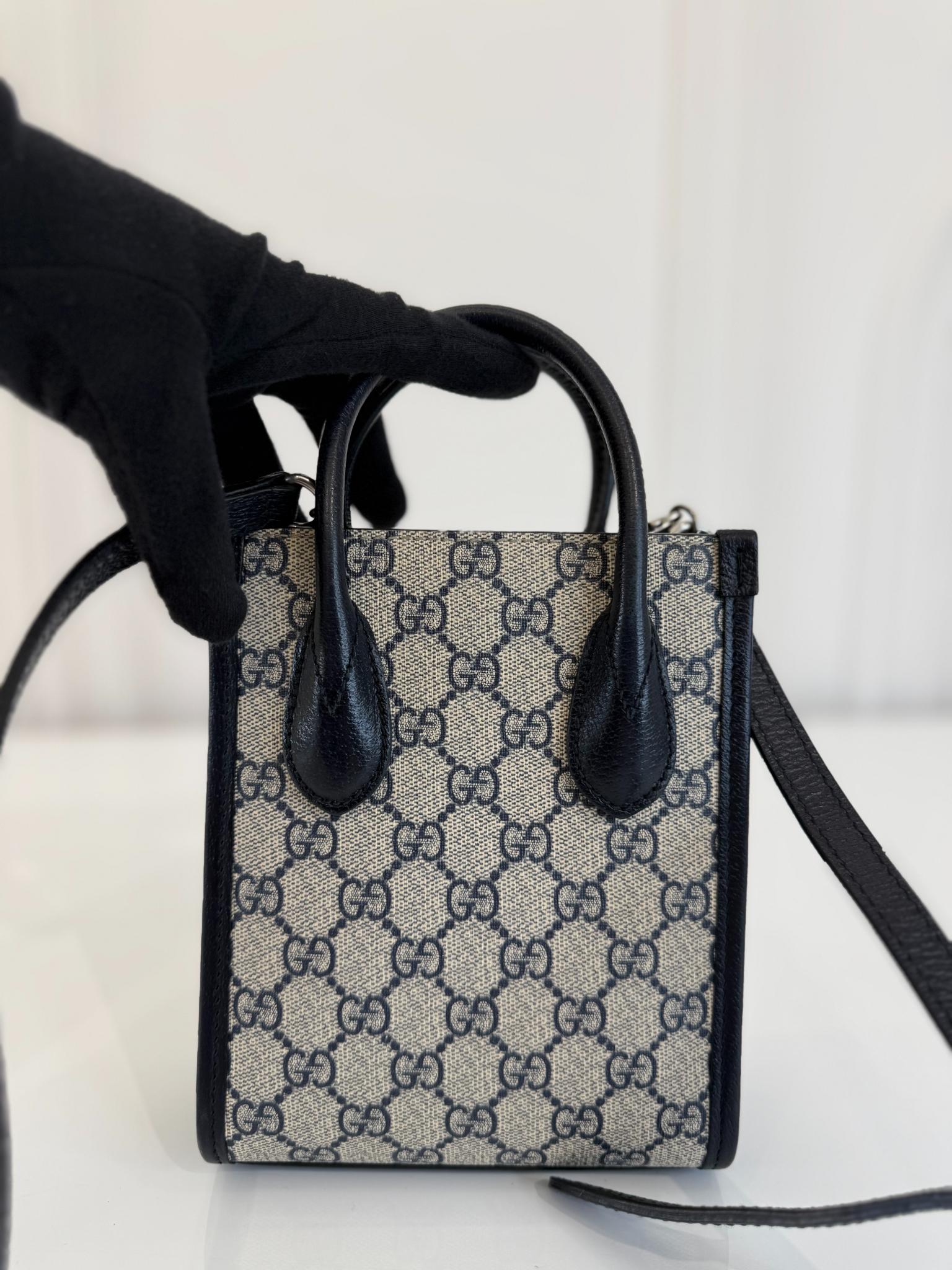 Gucci Black/Grey Interlocking G Mini Tote Bag