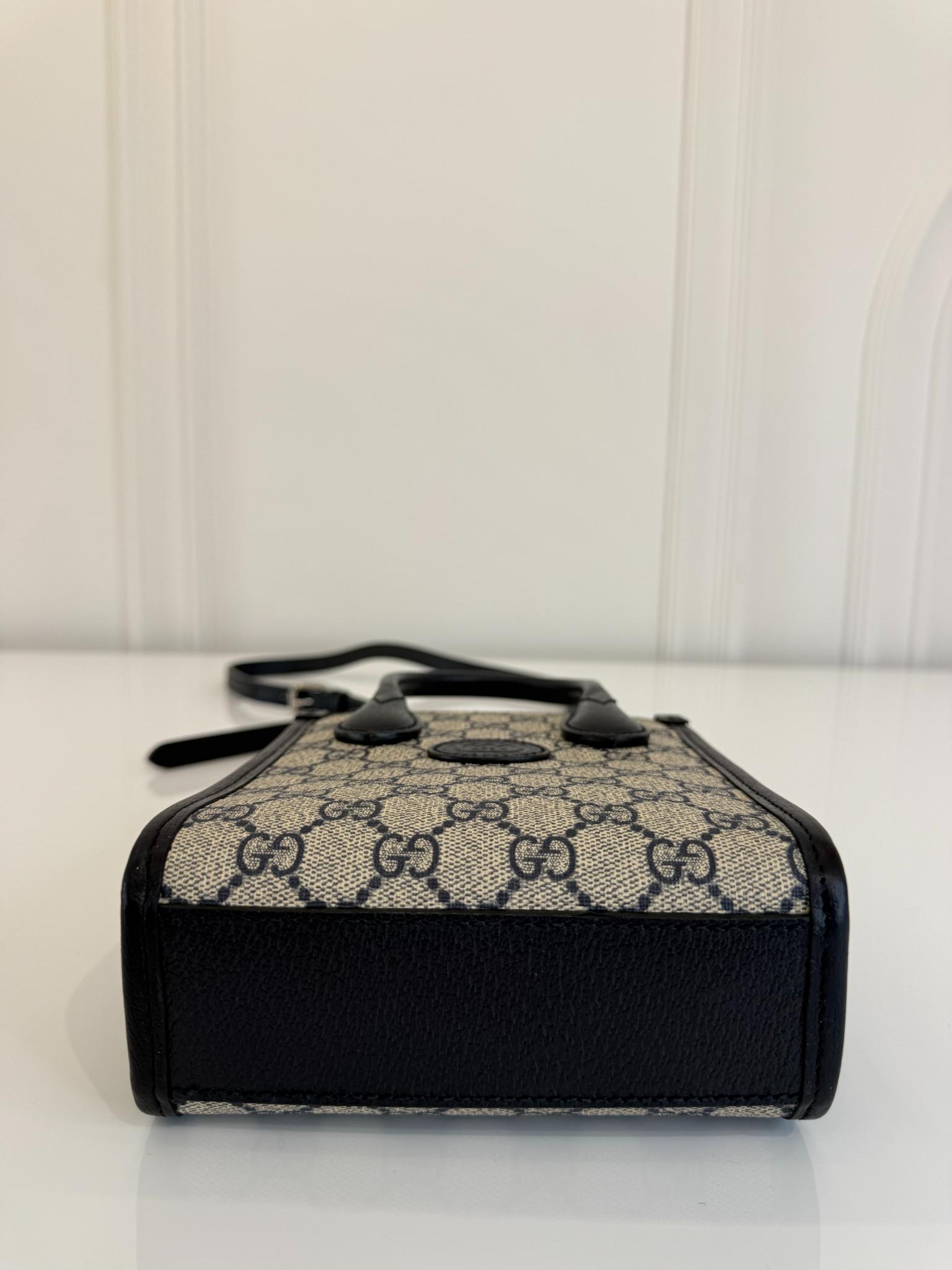 Gucci Black/Grey Interlocking G Mini Tote Bag