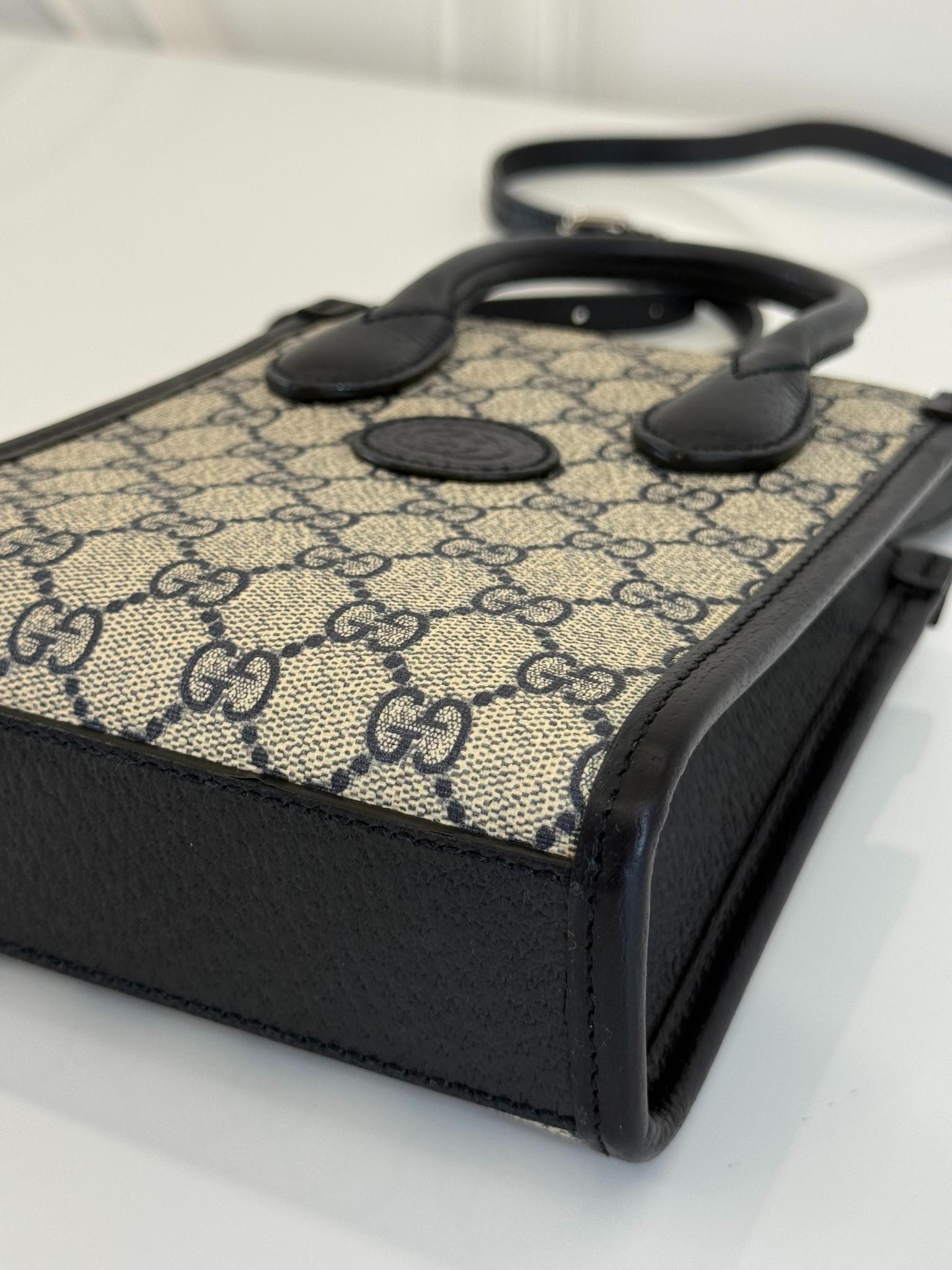 Gucci Black/Grey Interlocking G Mini Tote Bag