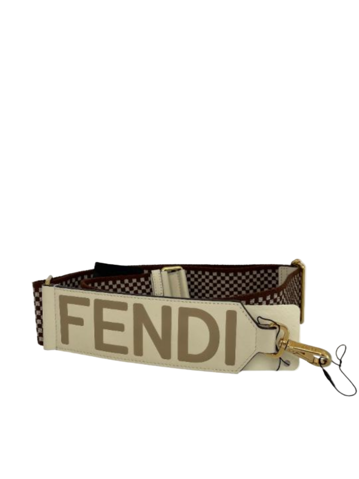 Fendi Logo Strap You Shoulder Strap Gingham Canvas with Leather