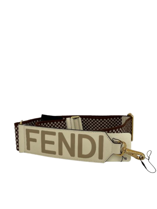 Fendi Logo Strap You Shoulder Strap Gingham Canvas with Leather