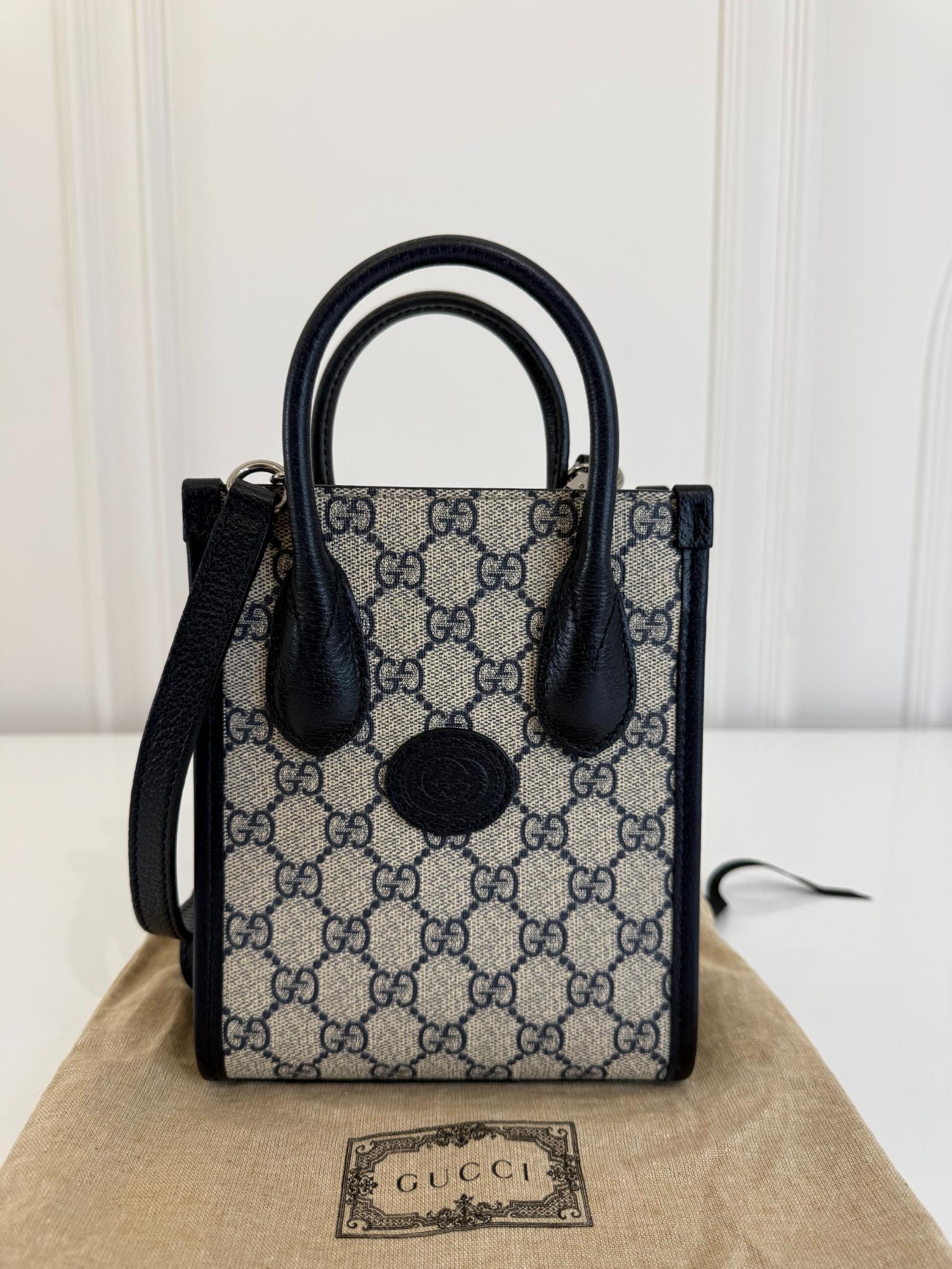 Gucci Black/Grey Interlocking G Mini Tote Bag