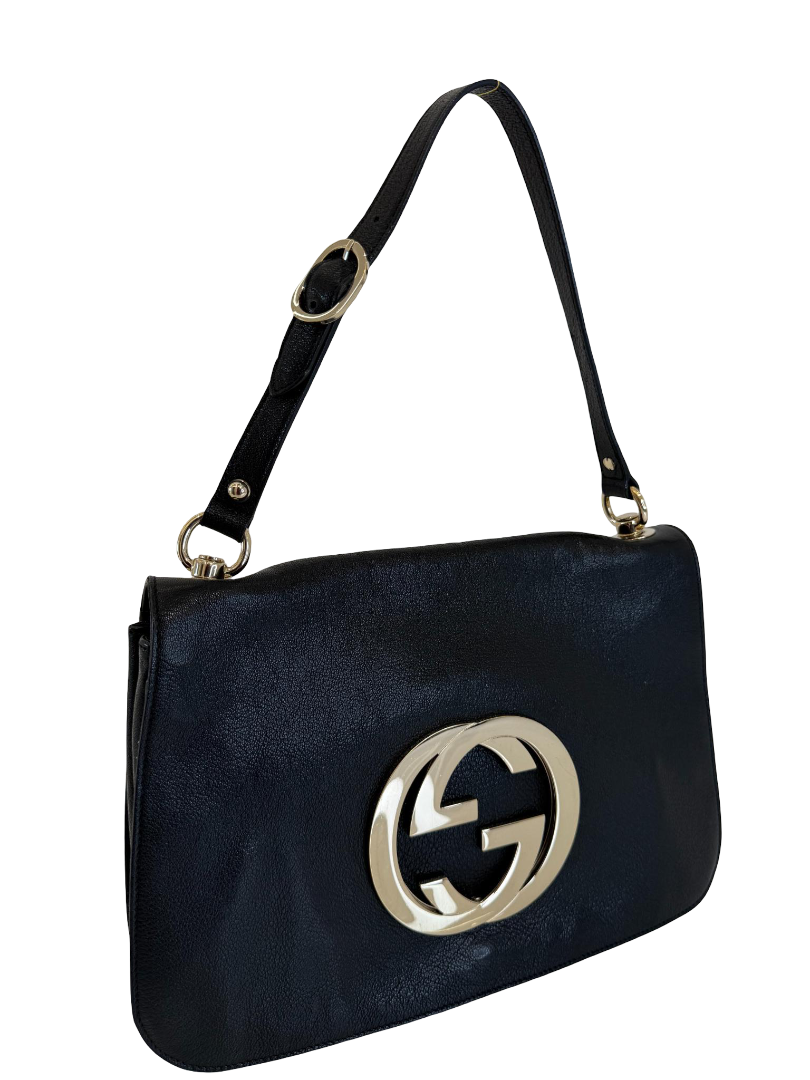 Gucci Blondie Black Calfskin Leather Shoulder Flap Bag