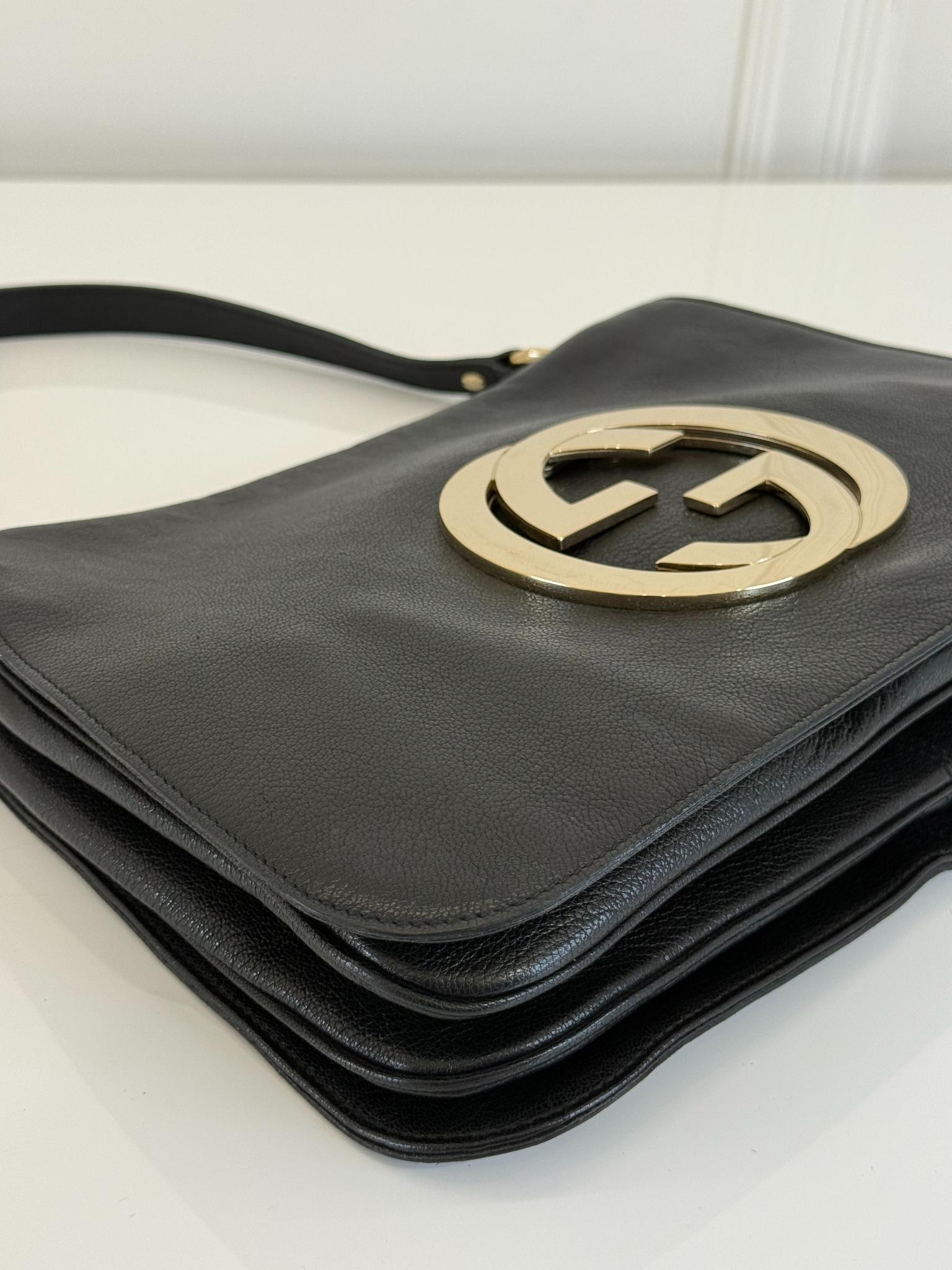 Gucci Blondie Black Calfskin Leather Shoulder Flap Bag