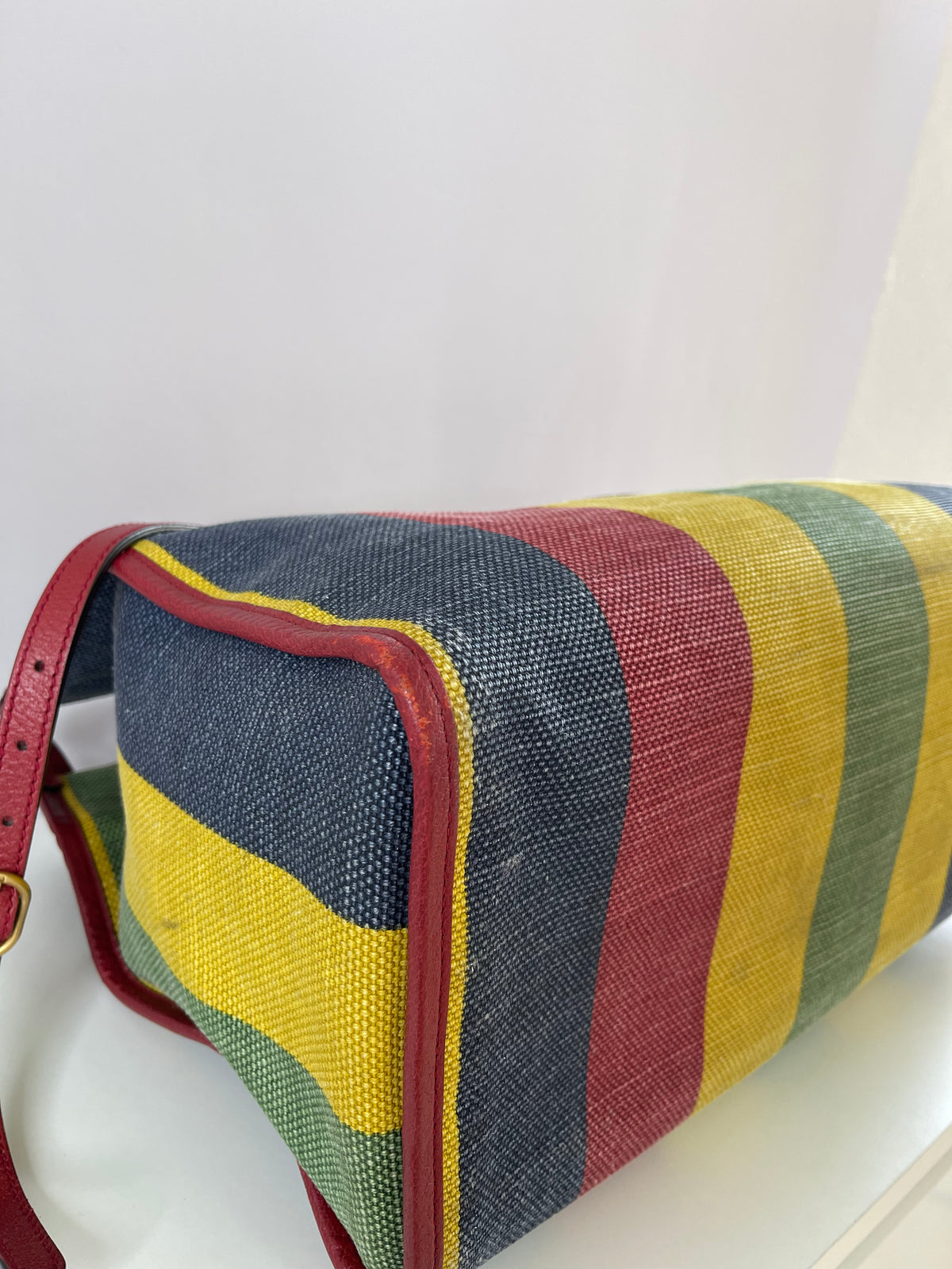 Gucci Multicolor Striped Canvas Baiadera Large Tote Bag