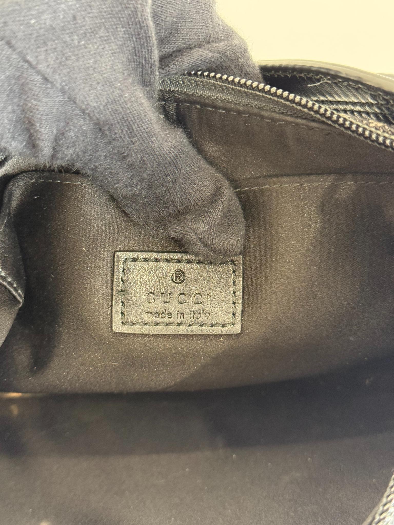 Gucci Horsebit Slim Small Shoulder Bag Black Denim