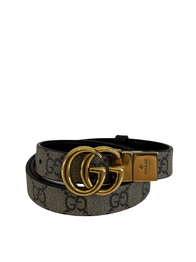 Gucci GG Marmont Beige/Ebony Reversible Thin Belt