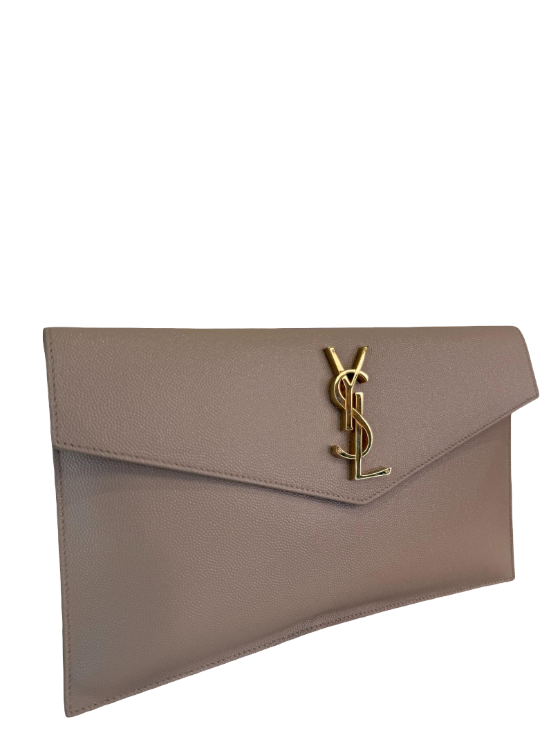 Saint Laurent Grain De Poudre Uptown Pouch Dark Beige