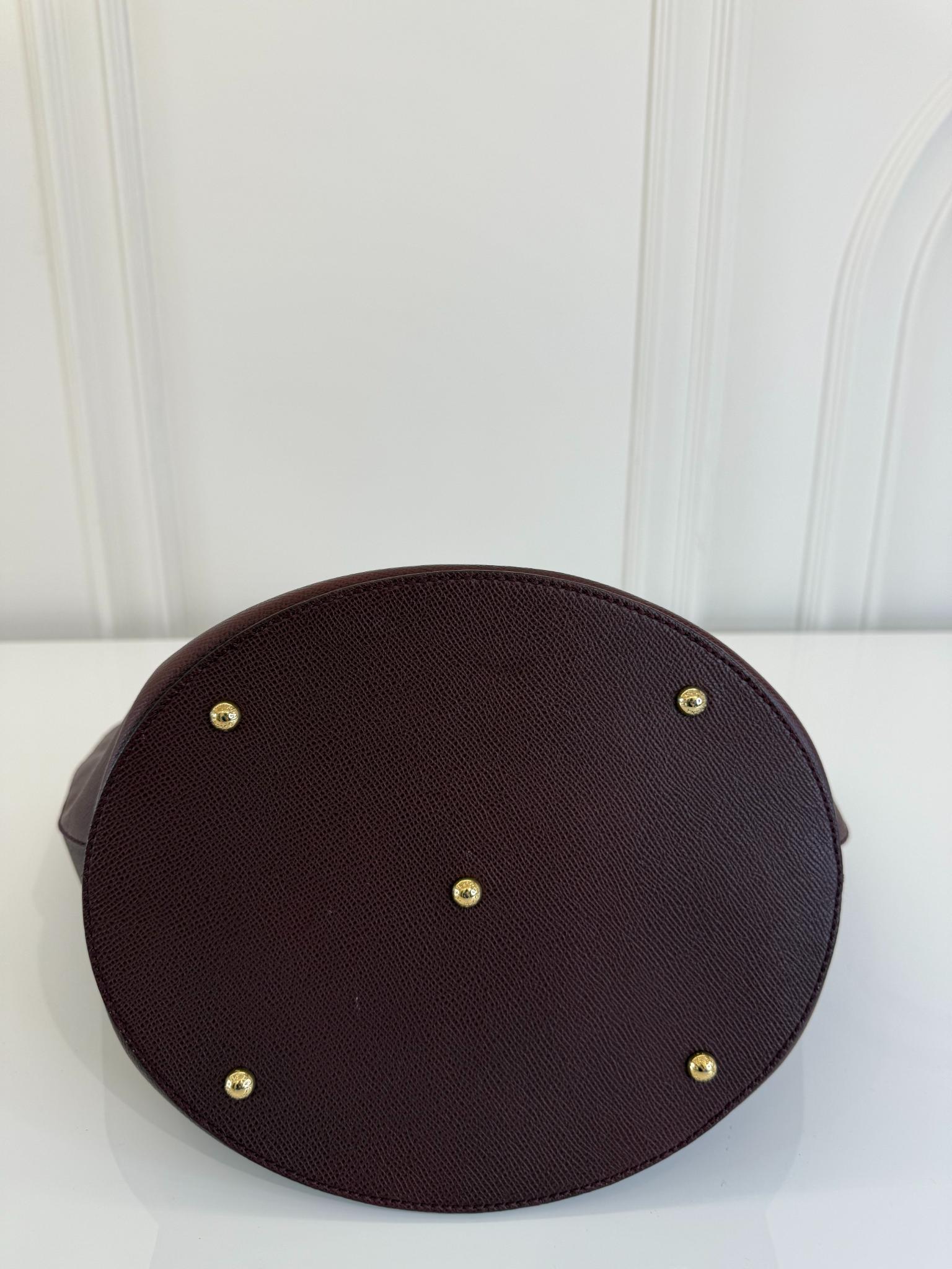 Dolce Gabbana Burgundy Grained Leather Bucket Bag