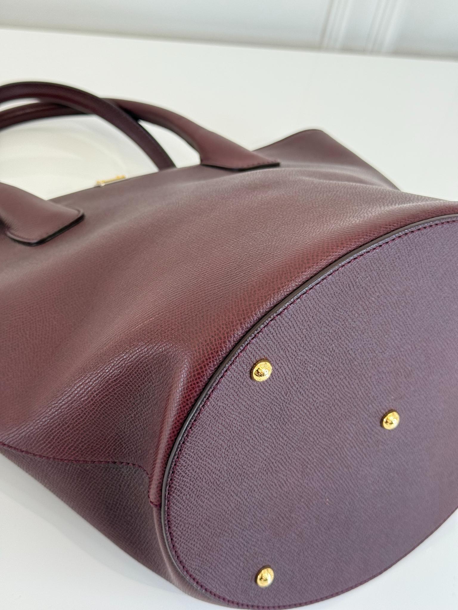 Dolce Gabbana Burgundy Grained Leather Bucket Bag