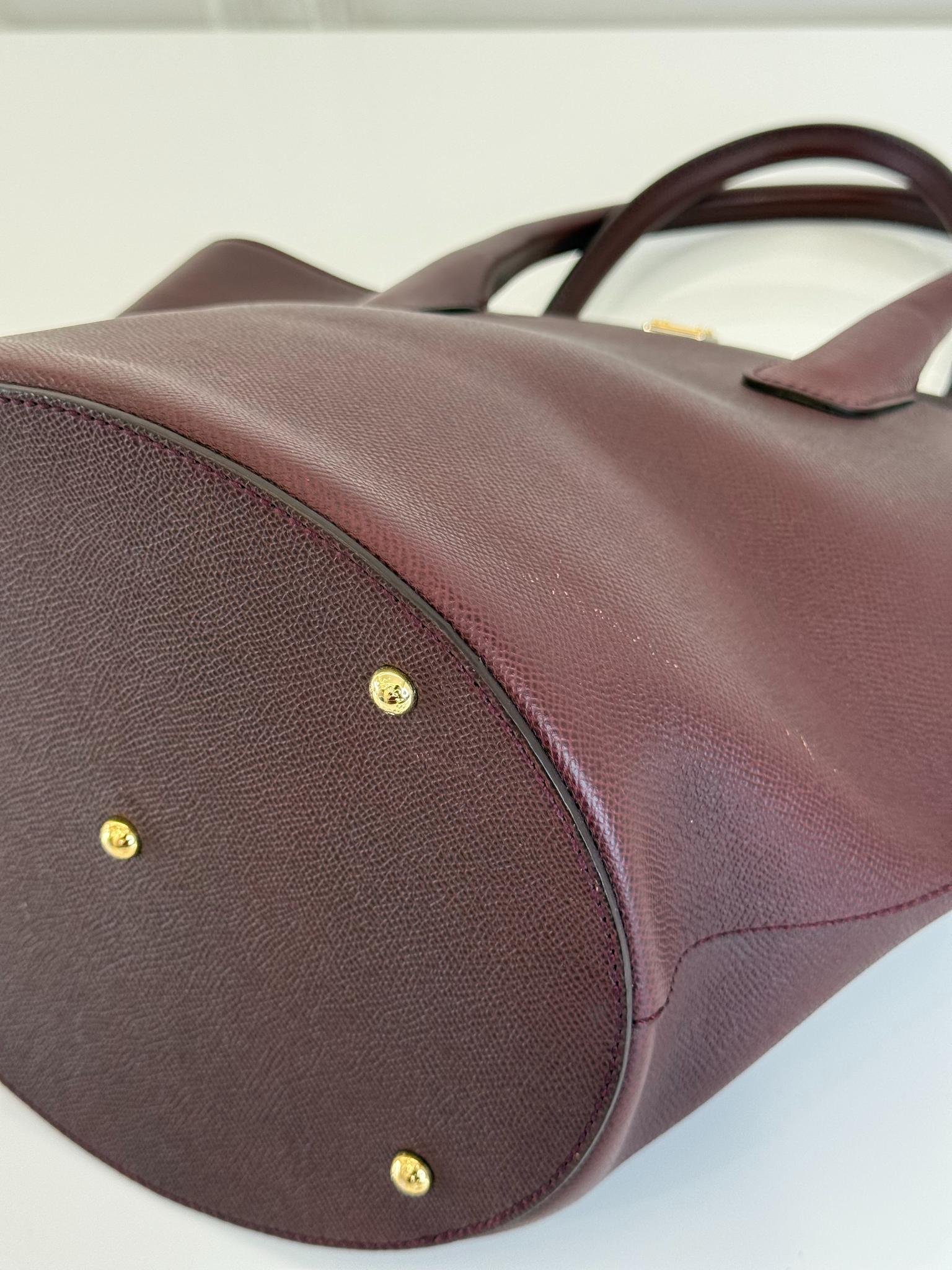 Dolce Gabbana Burgundy Grained Leather Bucket Bag