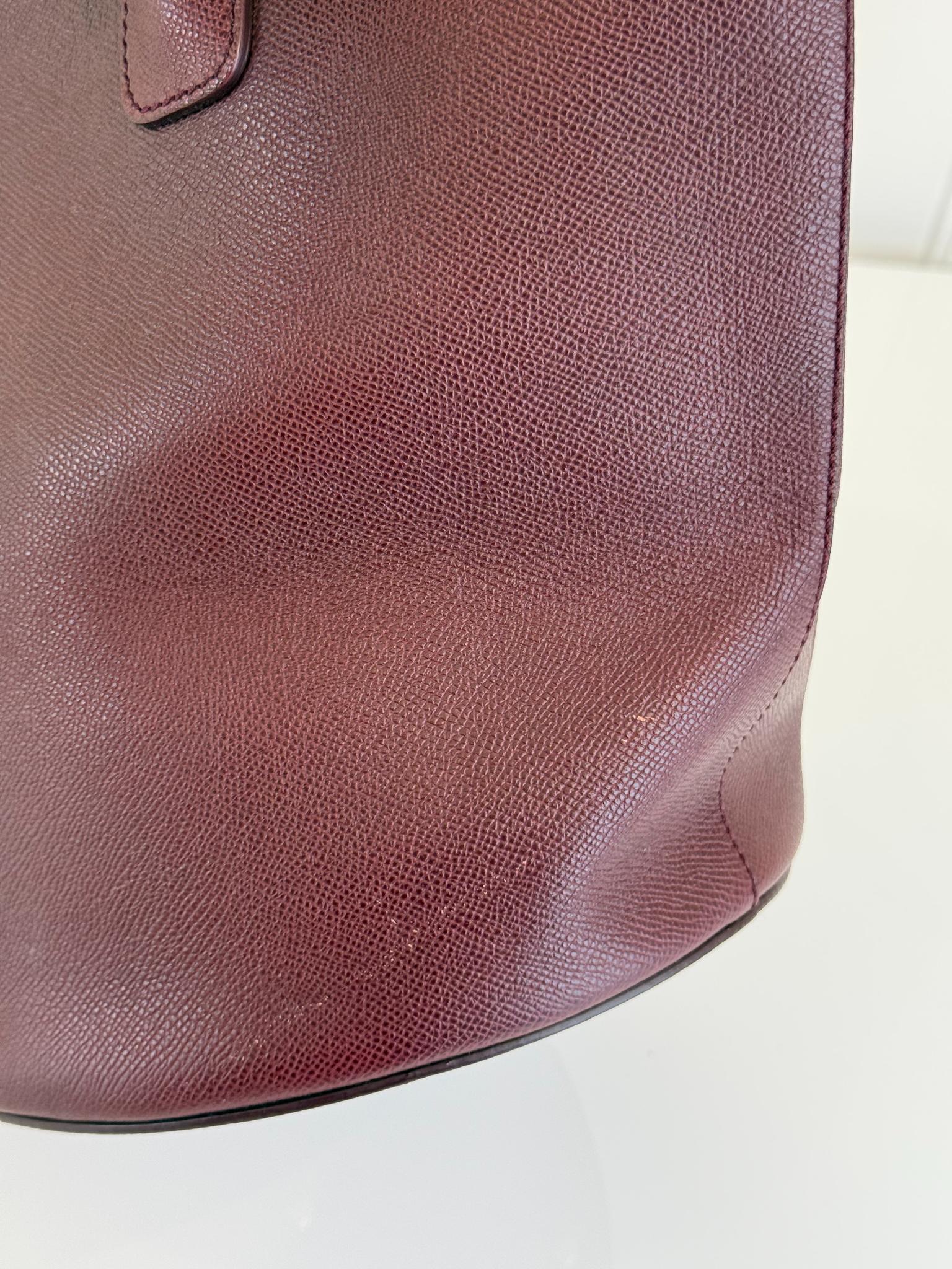 Dolce Gabbana Burgundy Grained Leather Bucket Bag