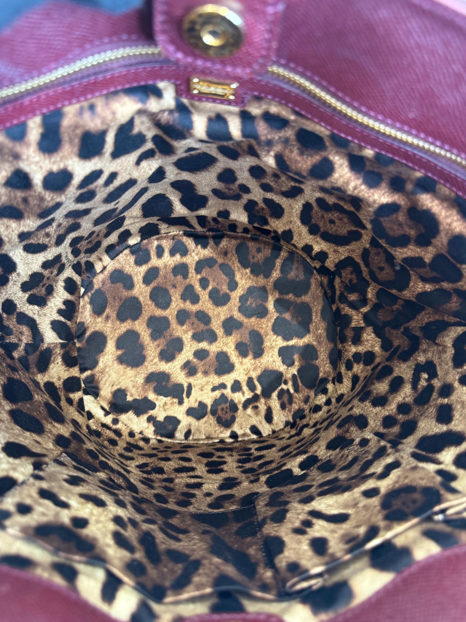 Dolce Gabbana Burgundy Grained Leather Bucket Bag