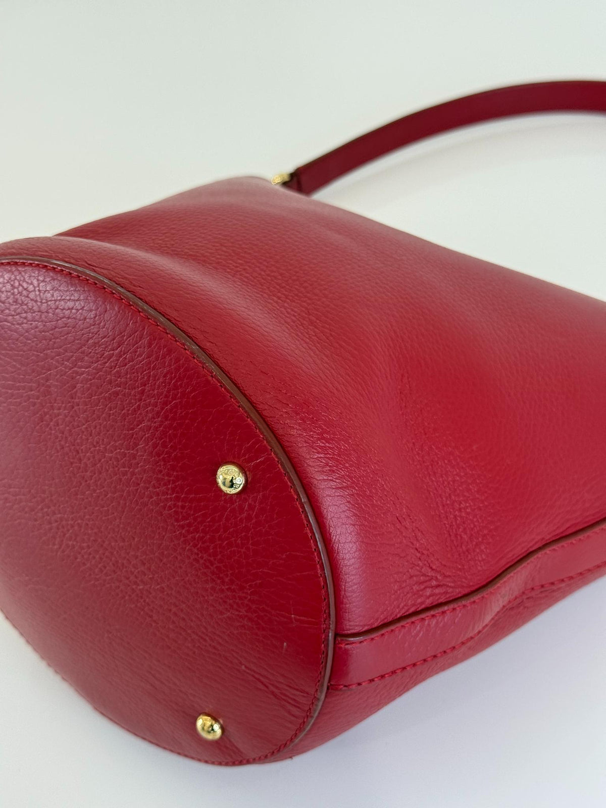 Dolce Gabbana Red Leather Bucket Bag