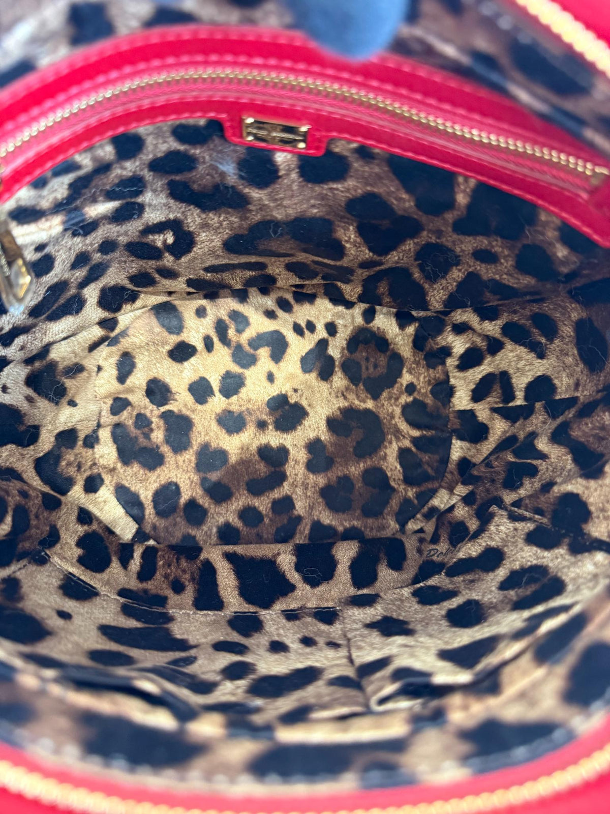 Dolce Gabbana Red Leather Bucket Bag