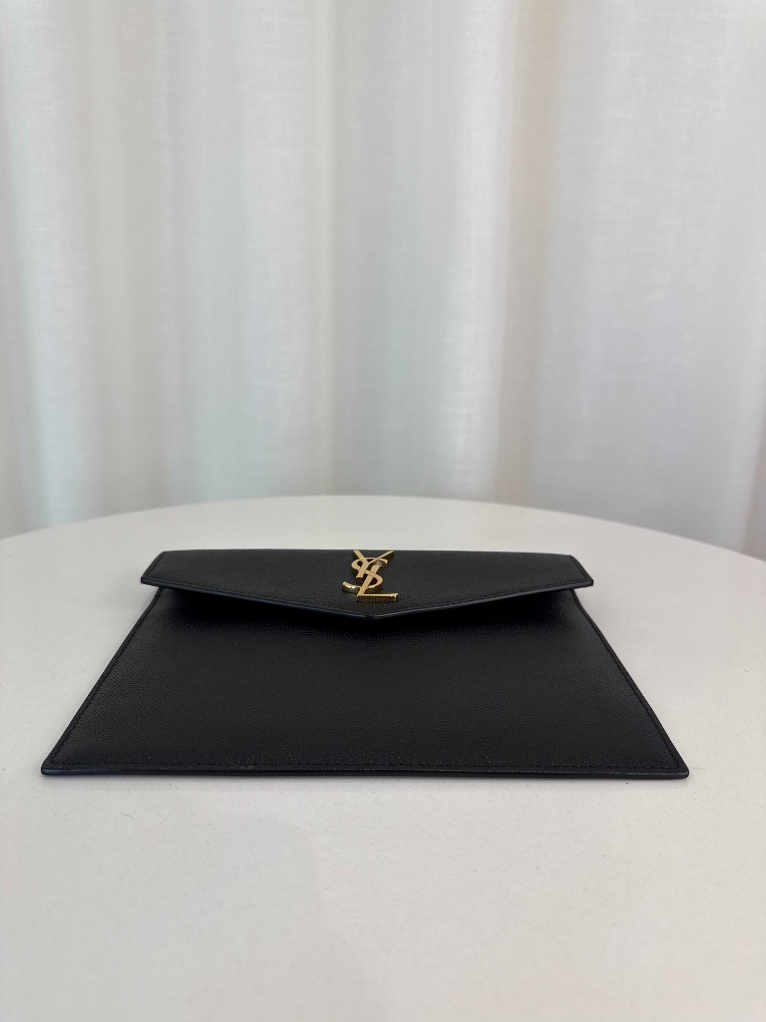 Saint Laurent Grain De Poudre Uptown Baby Pouch Black