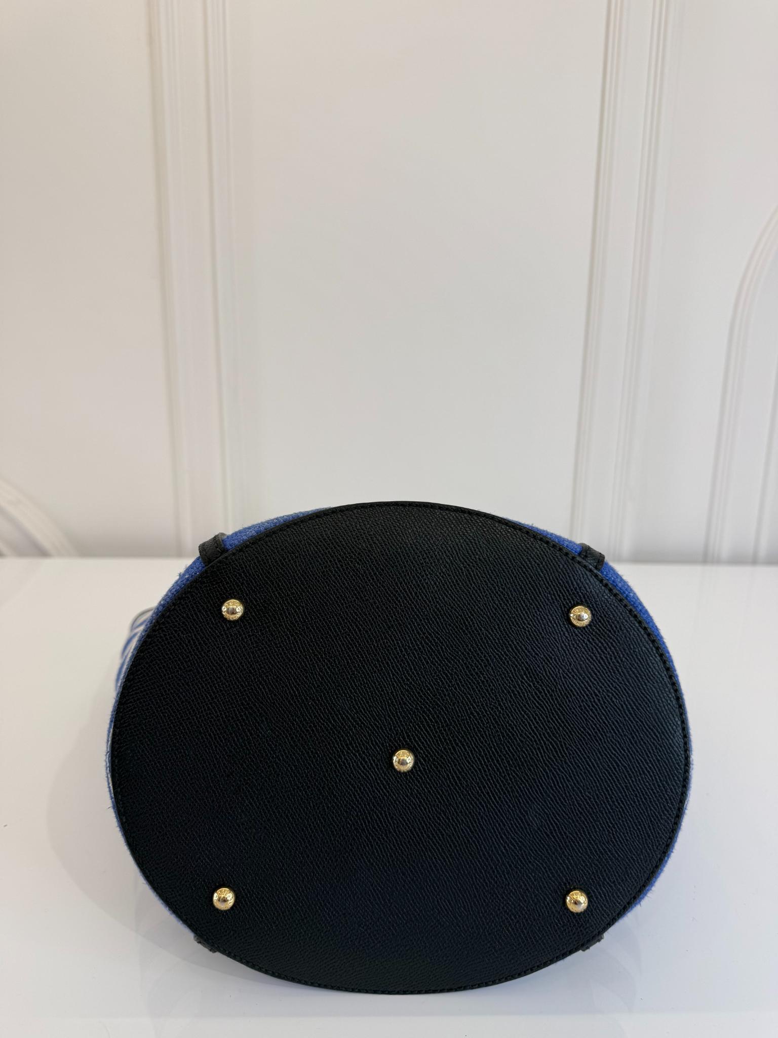 Dolce Gabbana Blue Striped Canvas Tote Bag