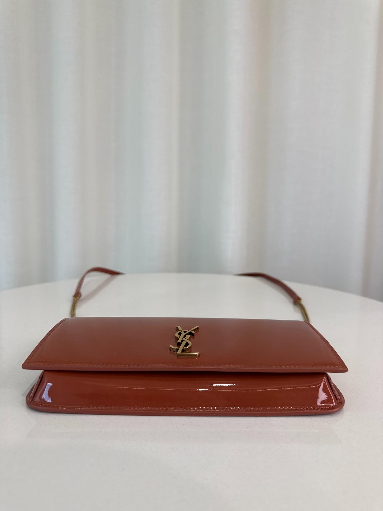 Saint Laurent Vernice Diamond Calfskin Monogram Phone Holder Crossbody Bag