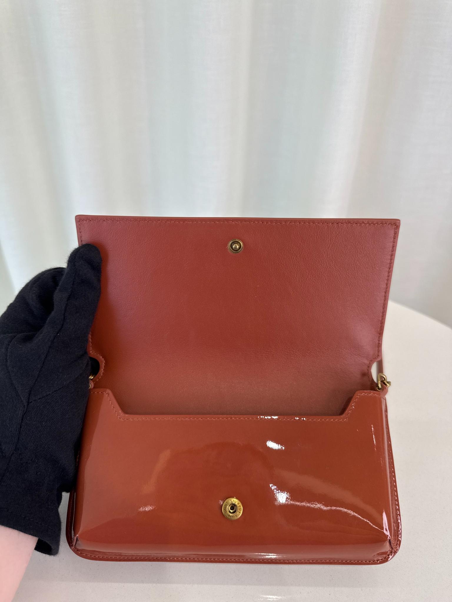Saint Laurent Vernice Diamond Calfskin Monogram Phone Holder Crossbody Bag