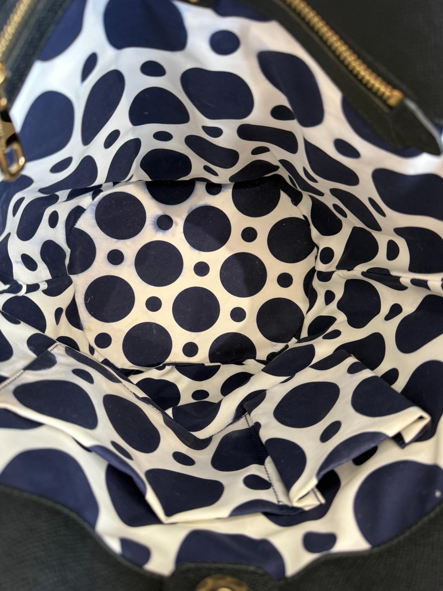 Dolce Gabbana Blue Striped Canvas Tote Bag